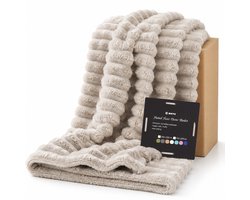 BOTC Luxe Fleece deken - Plaid - Super Zacht, Warm en Donzig - Cadeau - 200x230cm - Lichtbruin