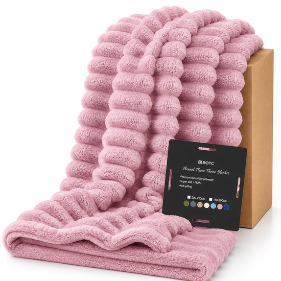 BOTC Luxe Fleece deken - Plaid - Super Zacht, Warm en Donzig - Cadeau - 150x200cm - Roze