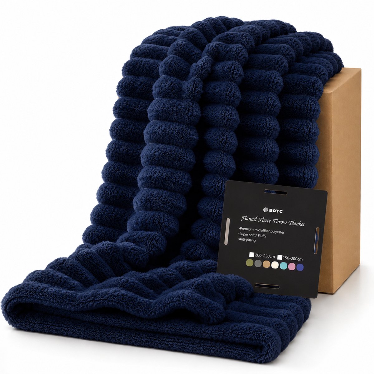 BOTC Luxe Fleece deken - Plaid - Super Zacht, Warm en Donzig - Cadeau - 200x230cm - Donkerblauw