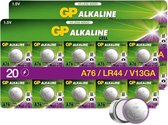 Pile GP Extra Alcaline LR44 | AG13 | Piles bouton A76 1,5 V V13GA - 20 pièces