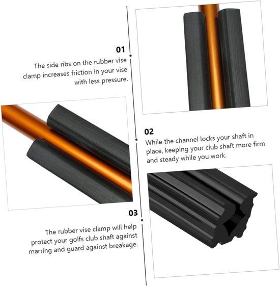 2 stuks Rubberen hoezen - Antislip grips voor golfclubs - Vervanging van golfclubgrips - Putterhouders - Gereedschap voor golfclubreparatie - Met dubbelzijdig plakband - Voor putters, ijzers, chippers, golfclubs (8,8*2,2 cm - zwart) — afbeelding 4