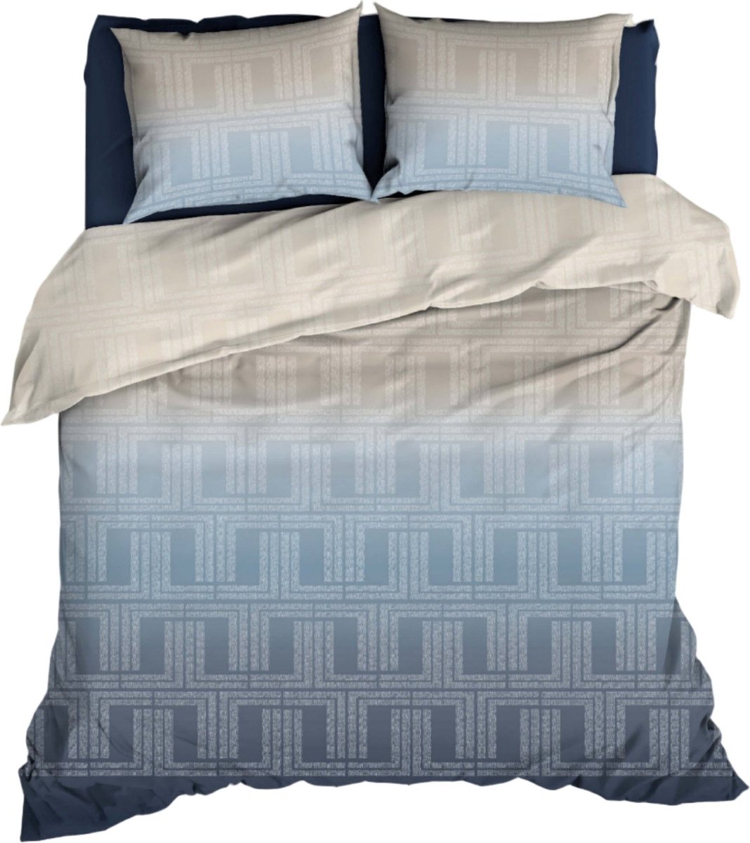 Satin d'Or Albenga Dekbedovertrek - Tweepersoons - 200x200/220 cm - Blauw/Beige