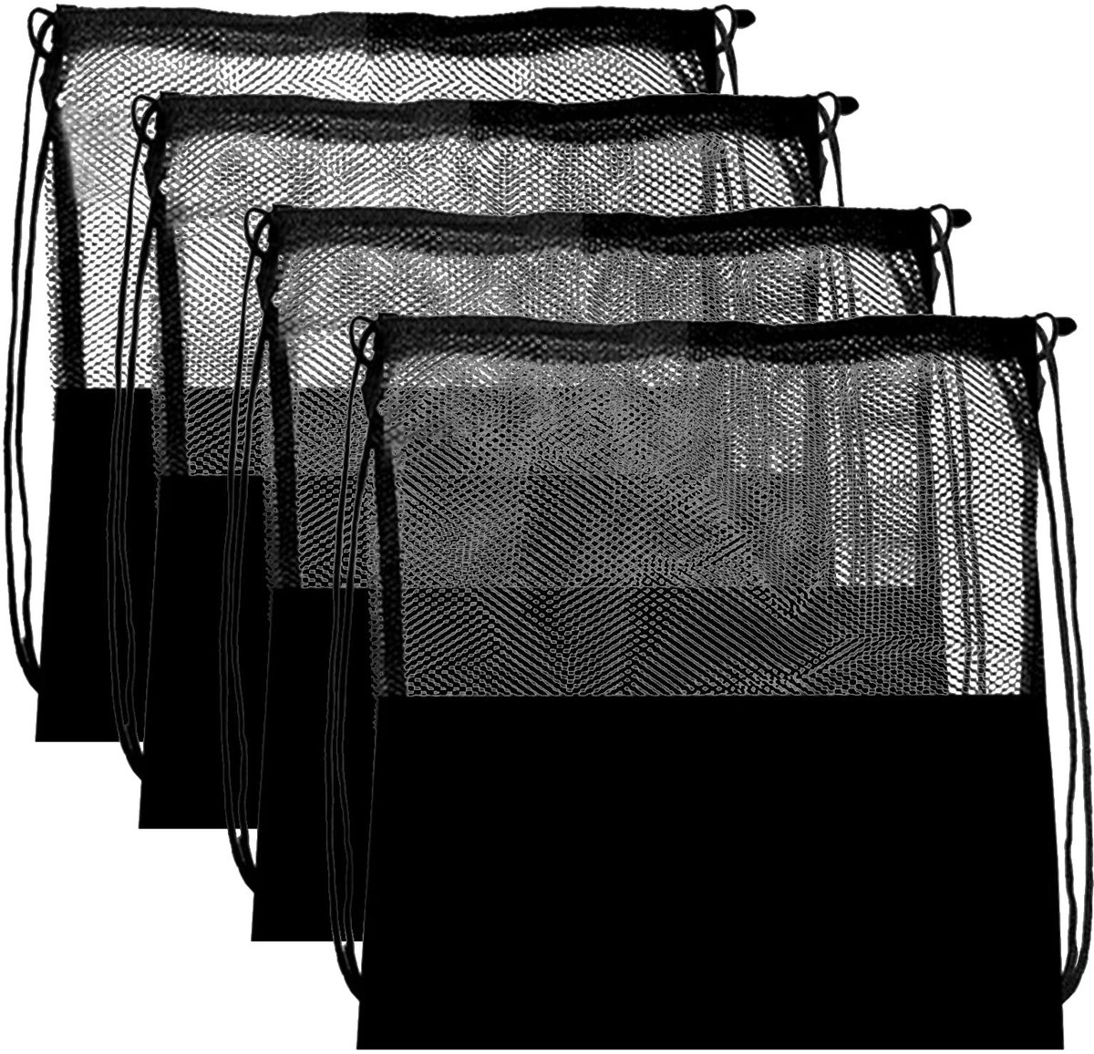 Dailygoods- Mesh Tas - 4-delige Trekkoord - Verstelbare Rugzak - Sport/Fitnessnet - Extra Grote Nettas - Ademend Materiaal - Stringtas