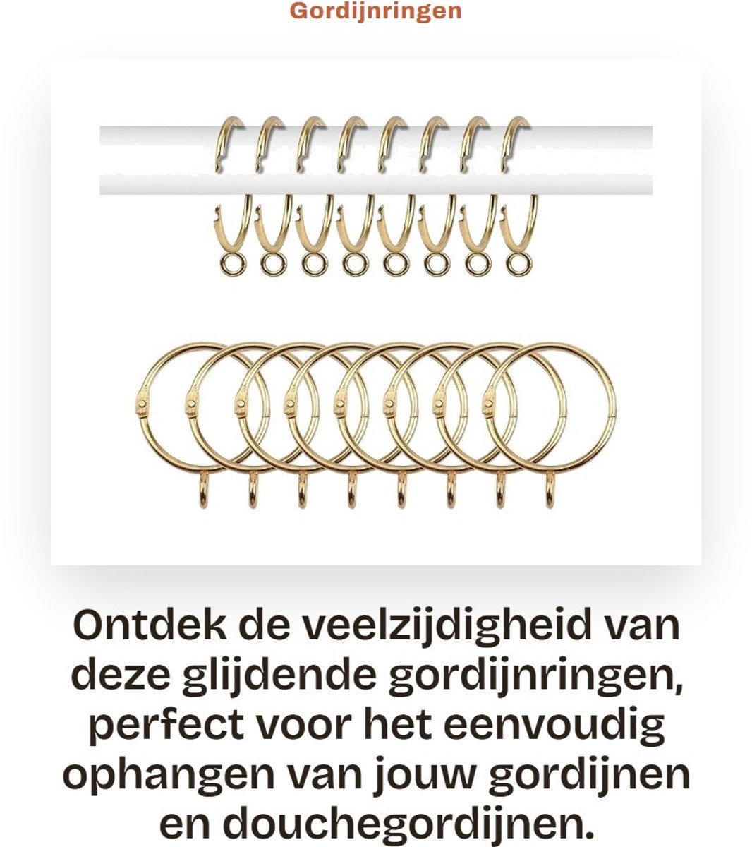 Dailygoods- Gordijnringen 16 Stuks - Open/Sluit Ringen - Metalen Gordijnringen - Voor Raamstangen/Douchegordijnen - 1,5 Inch Binnendiameter - Slijtvast en Sterk - Gordijnhaak