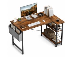 BOTC Bureau - Hoekbureau - 100 cm met opbergplanken - Bureau voor thuiskantoor - Rustiek bruin