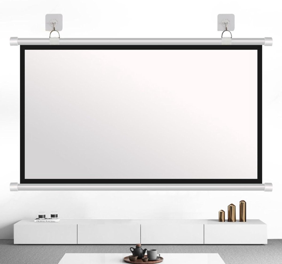 Projectiescherm Handmatig - Beamer Scherm Opvouwbaar - Thuisbioscoop Presentatie - Kreukvrij Glasvezel - 72 inch - Wit
