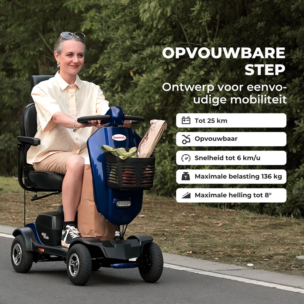 Scootmobiel SWEETRICH MAX PLUS 20Ah 300W Blauw