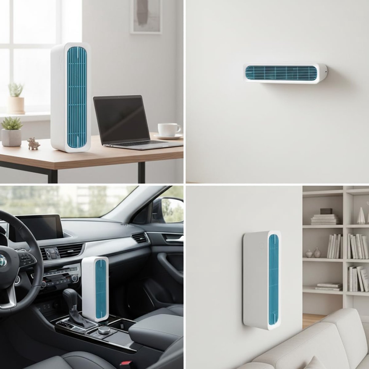 Bladloze Torenventilator - USB Torenventilator - 4000mAh - 3 snelheden - Stille Staande Ventilator - met losse voet en afstandsbediening - voor bureau, slaapkamer en camping - wit – foto 8