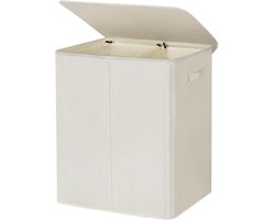 Ploutos® Wasmand 2 Vakken -Wasmand met 3 vakken – Wassorteerder – 154L – Wit – 63cm x 37cm x 69cm