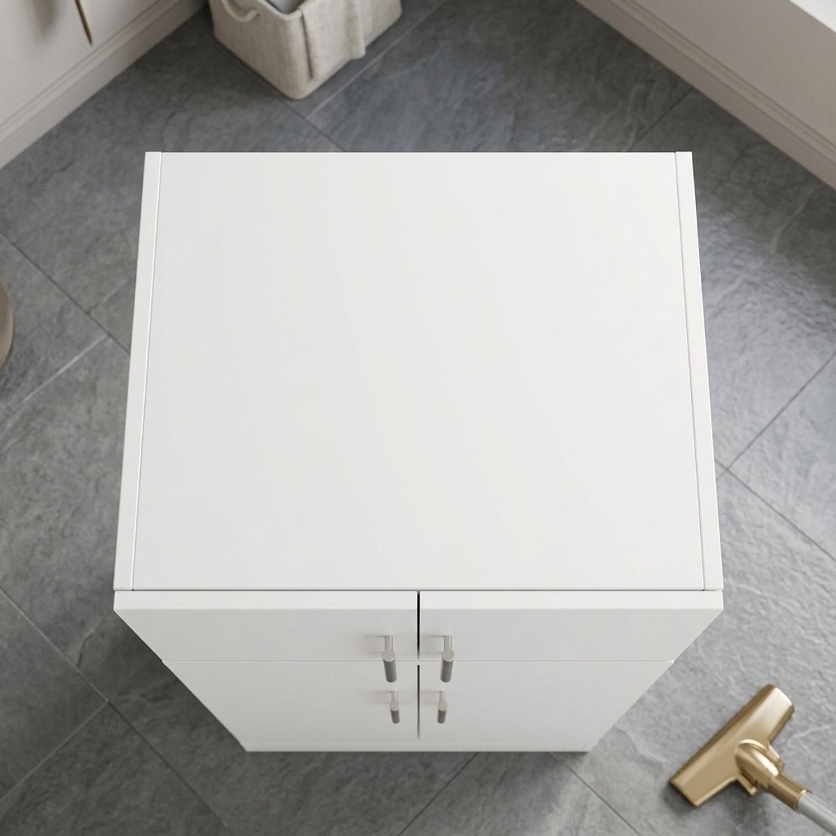 Multifunctionele Bezemkast / Stofzuigerkast 180x60x34 cm – Hoge Opbergkast voor Schoonmaakmiddelen, Houten MDF Huishoudkast met Verstelbare Planken, Haken & Kantelbeveiliging – Wit – novihomestore