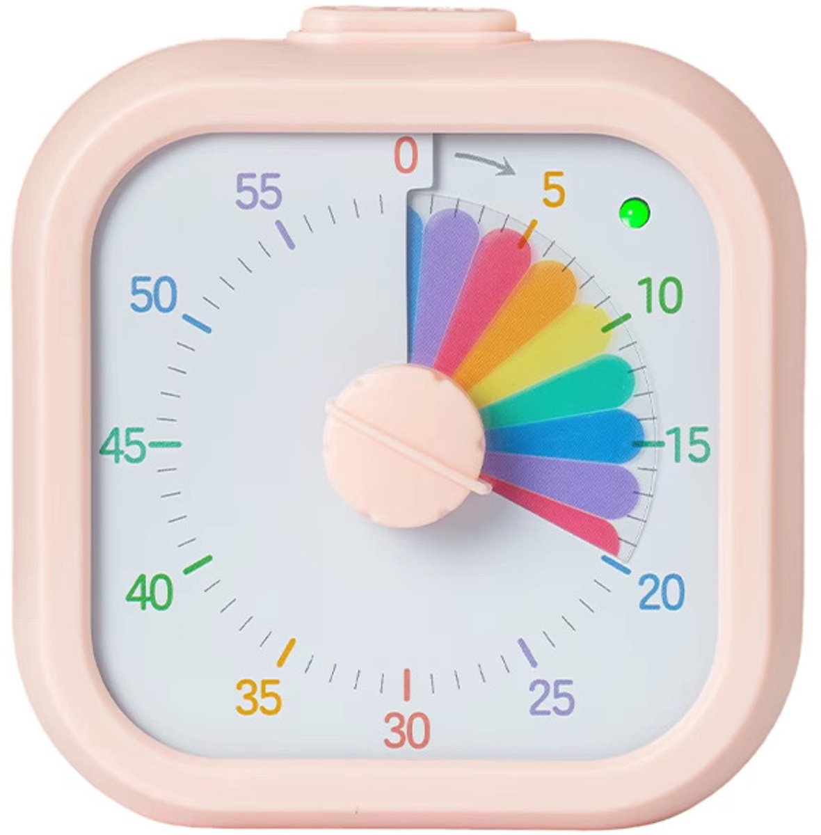 Regenboog Timer-60 Minuten Timer- Kinder Timer- Educatieve tijdklok- Stil & Visueel timer pastelroze-Kookweker-Speelse Timer-studie Timer ideaal voor Thuis en School-3 Alarmstanden (licht , Zachte en Harde piep )-Pauzefunctie met statuslampie