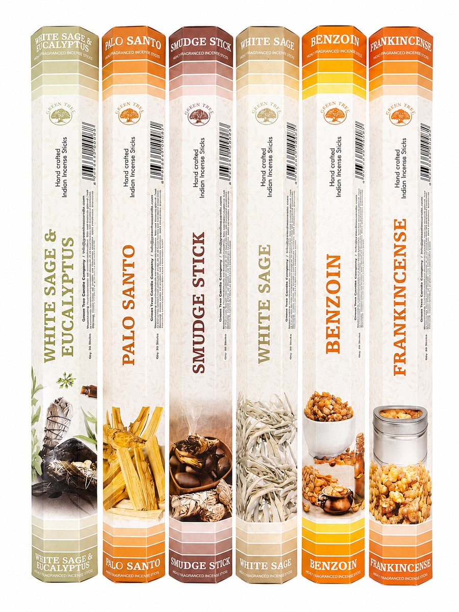 Green tree wierook - white sage - palo santo - smudge - frankincense - benzoe - white sage eucalyptus - cadeau set