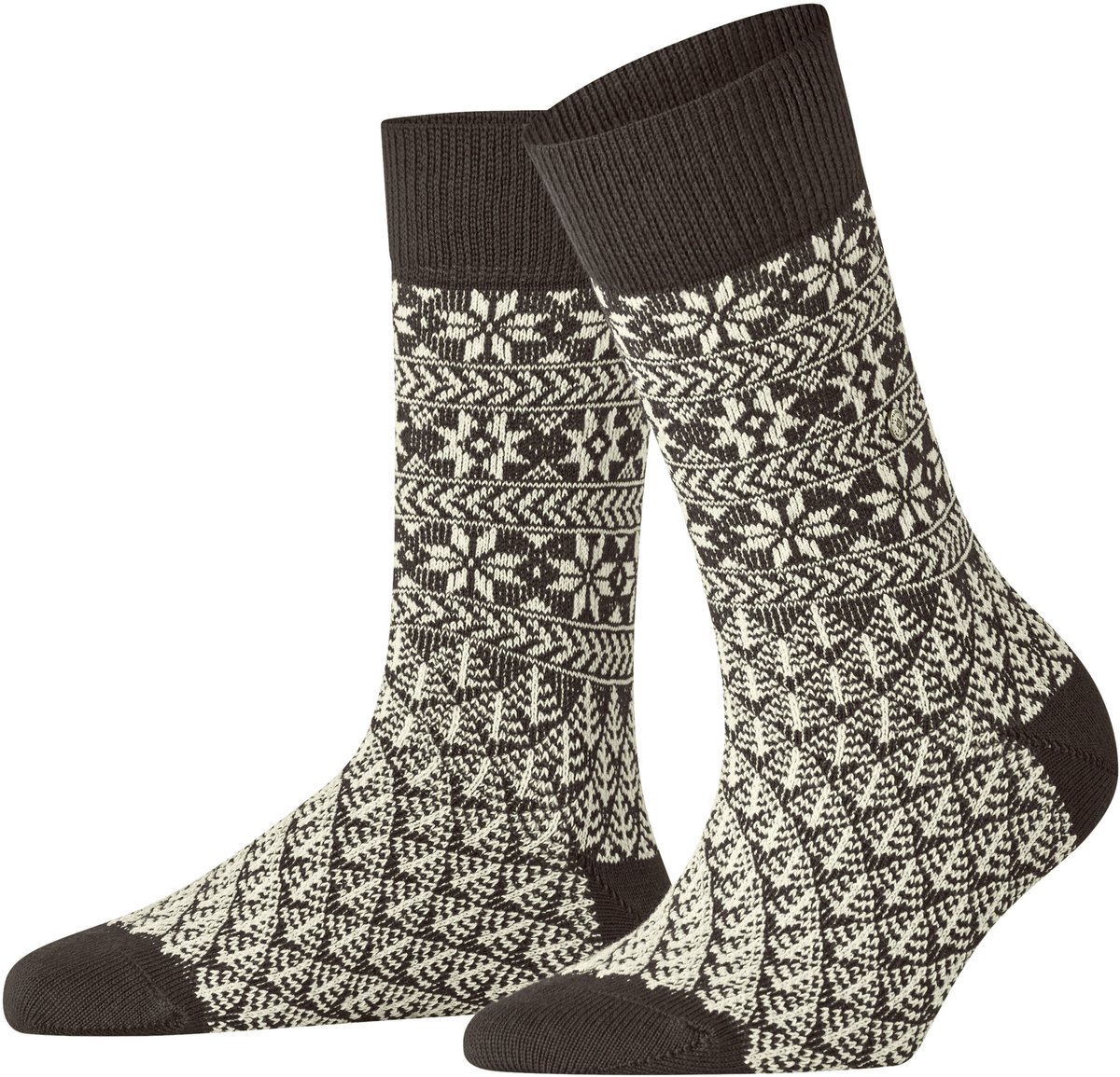 Burlington X-Mas gedessineerd wol sokken dames bruin - maat 36-41