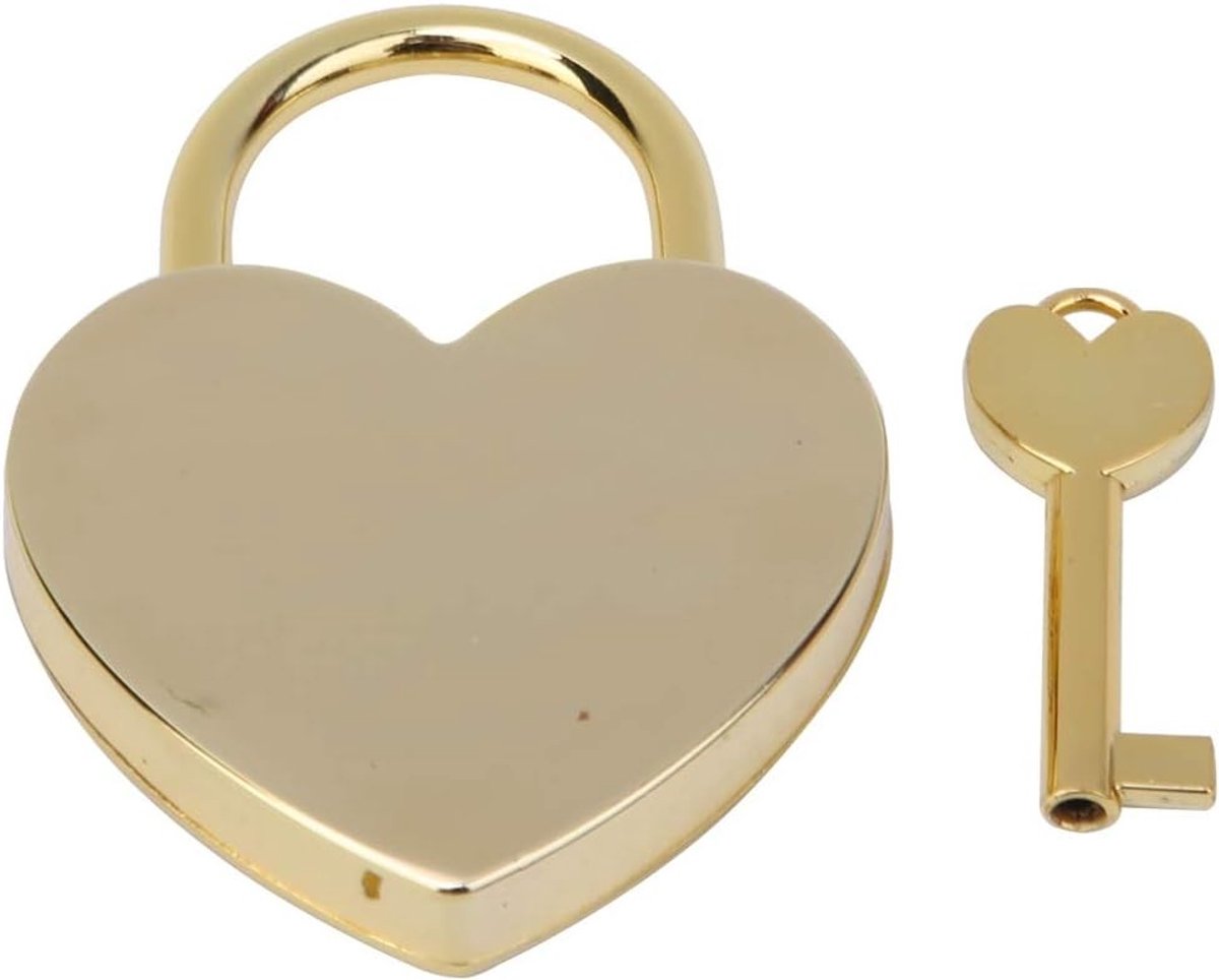 Hartvormige Mini Hangslot met Sleutels - 1,8 x 2,3 inch Gepolijst Metaal voor Bagage, Handtas en Sieraden Box