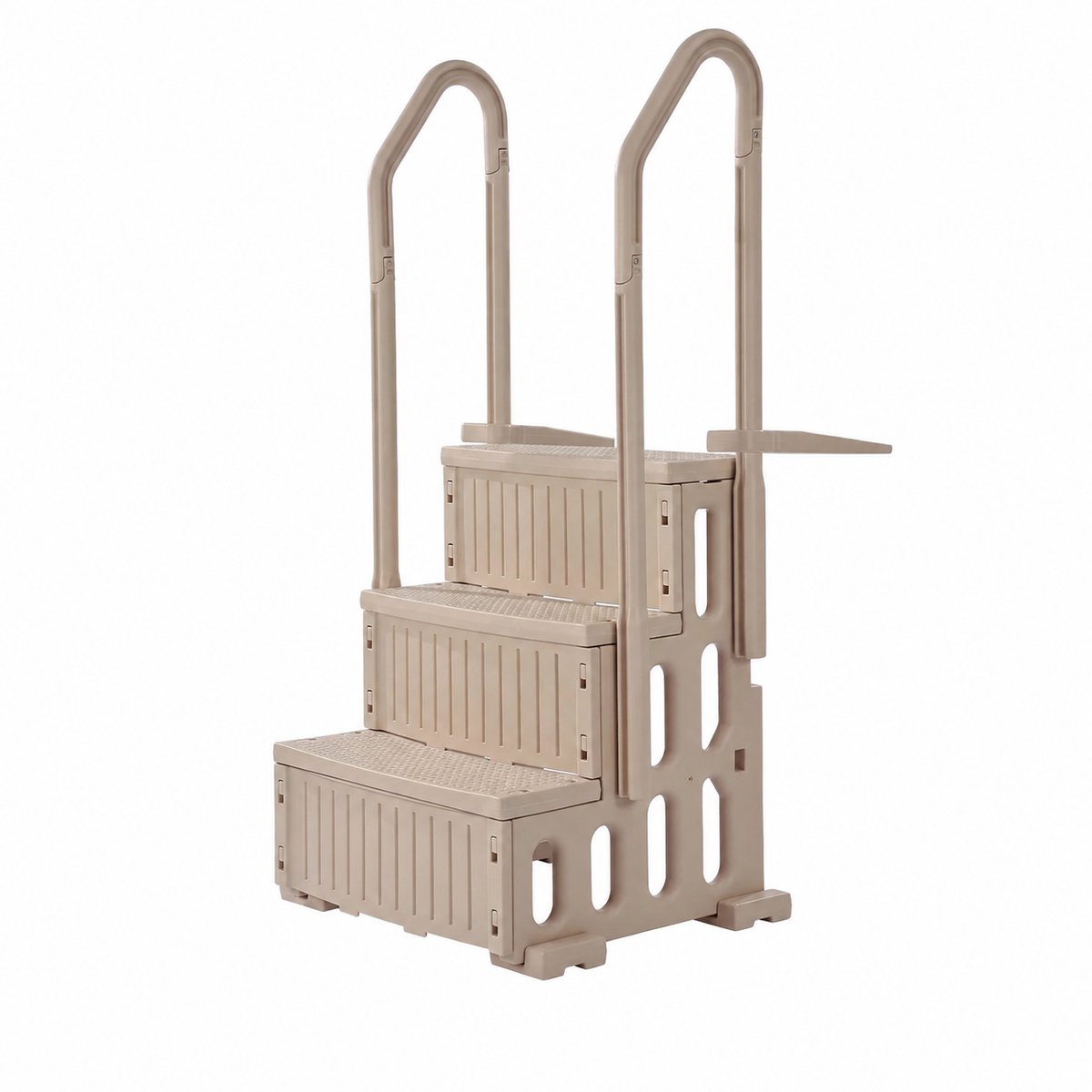 Brandistry - Zwembad Ladder - Zwembad - Ladder - Veiligheidstrap - Accessoires - Antislip - Dubbele Leuning - Grijs - 3 Treden
