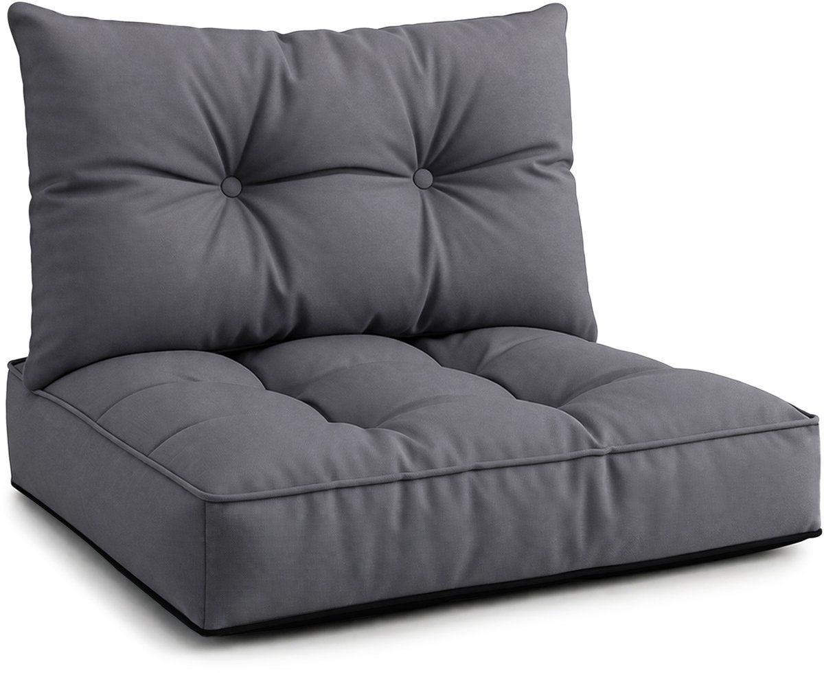 Kussen Lounge Tuinmeubelen - Set: zitkussen 70x70 cm en rugkussen 40x70 cm Rug Rattan Ideaal voor balkon terras loungeset buiten comfort vulling dik duurzaam Grafiet