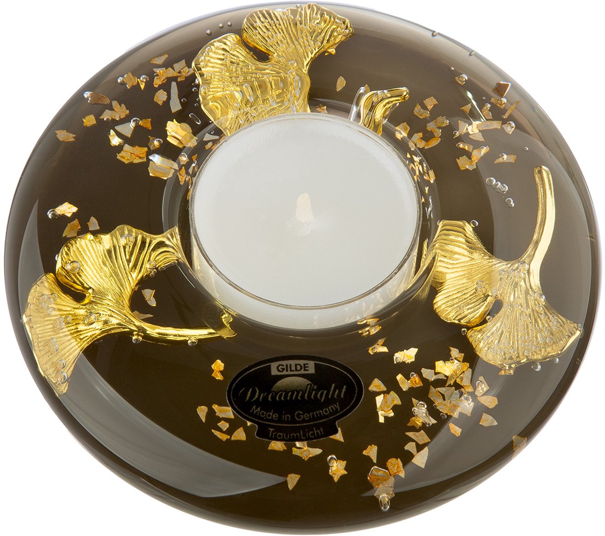 Waxinelichthouder ginkco- Theelichthouder - glas - Bolvormig - 4 cm diameter - 10.5cm - theelicht houder
