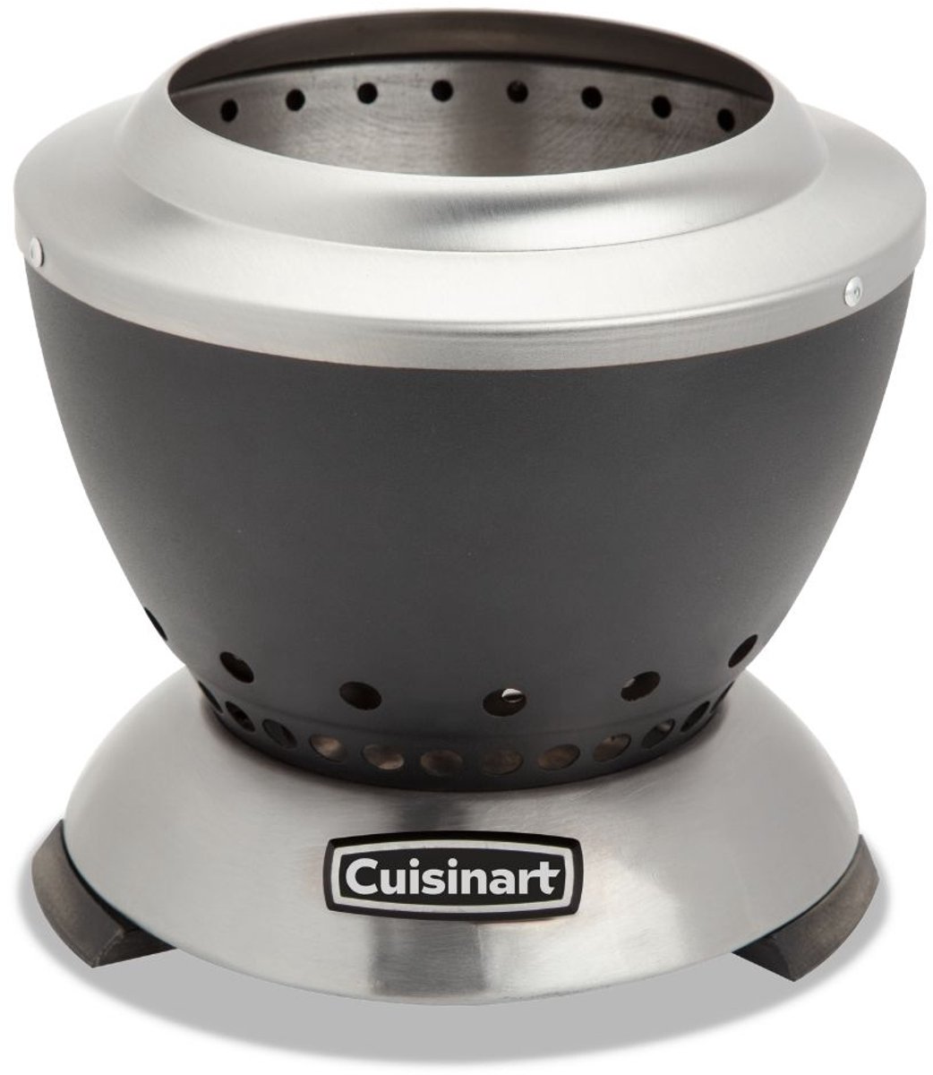 Cuisinart 19 cm tafelmodel Cleanburn rookvrije vuurkorf voor tuin, camping en strand | Ultradraagbaar met draagtas | Minimale rookontwikkeling, geschikt voor twee brandstoffen (houtblokken en pellets) | Koolstofstaal en roestvrij staal | Lichtgewicht