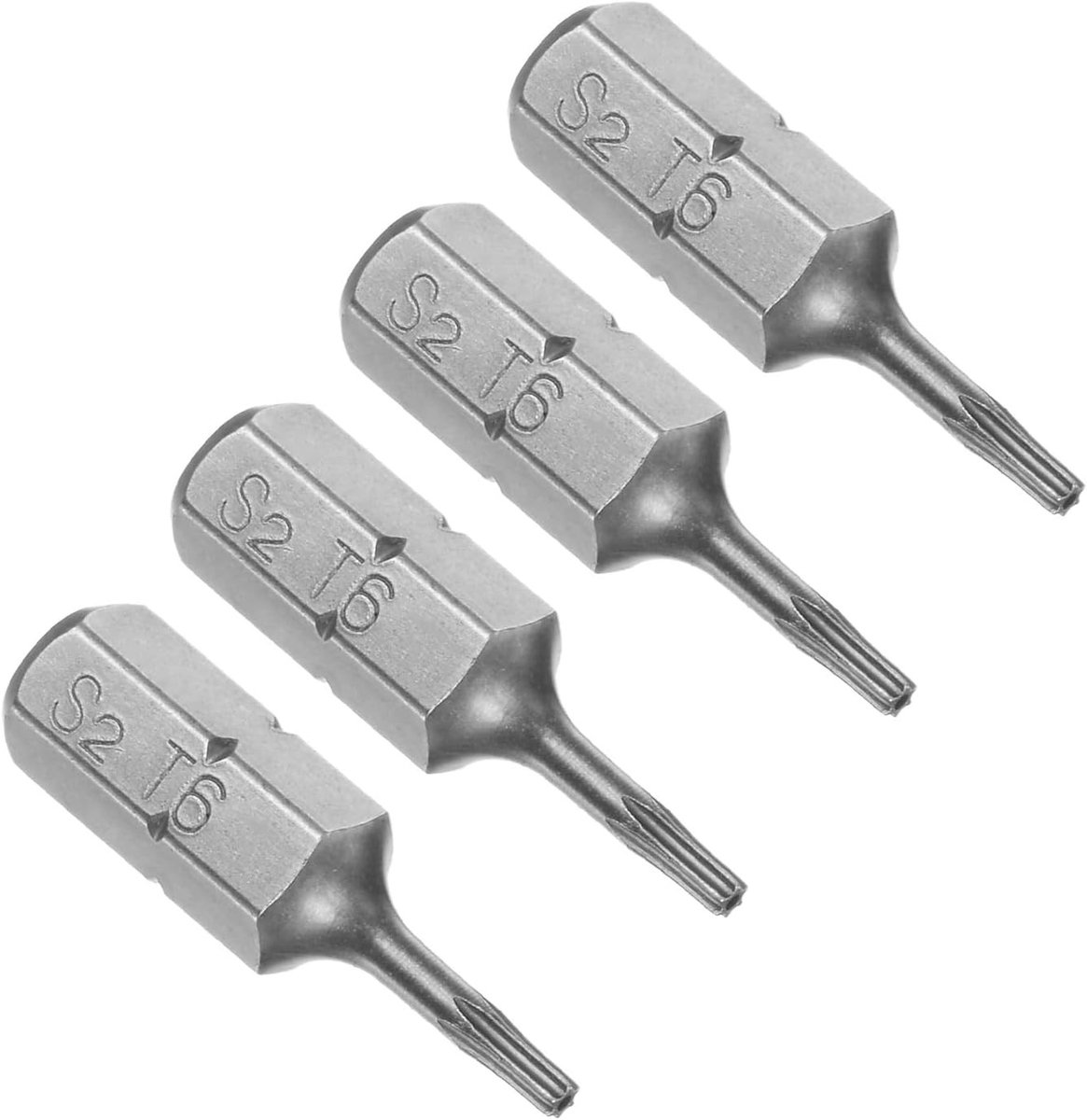 Torx Schroefbits 1/4 Inch Hex Shank 25mm Lang T6, Magnetische Schroevendraaier Bits voor Auto Onderhoud, 4-Stuks Set