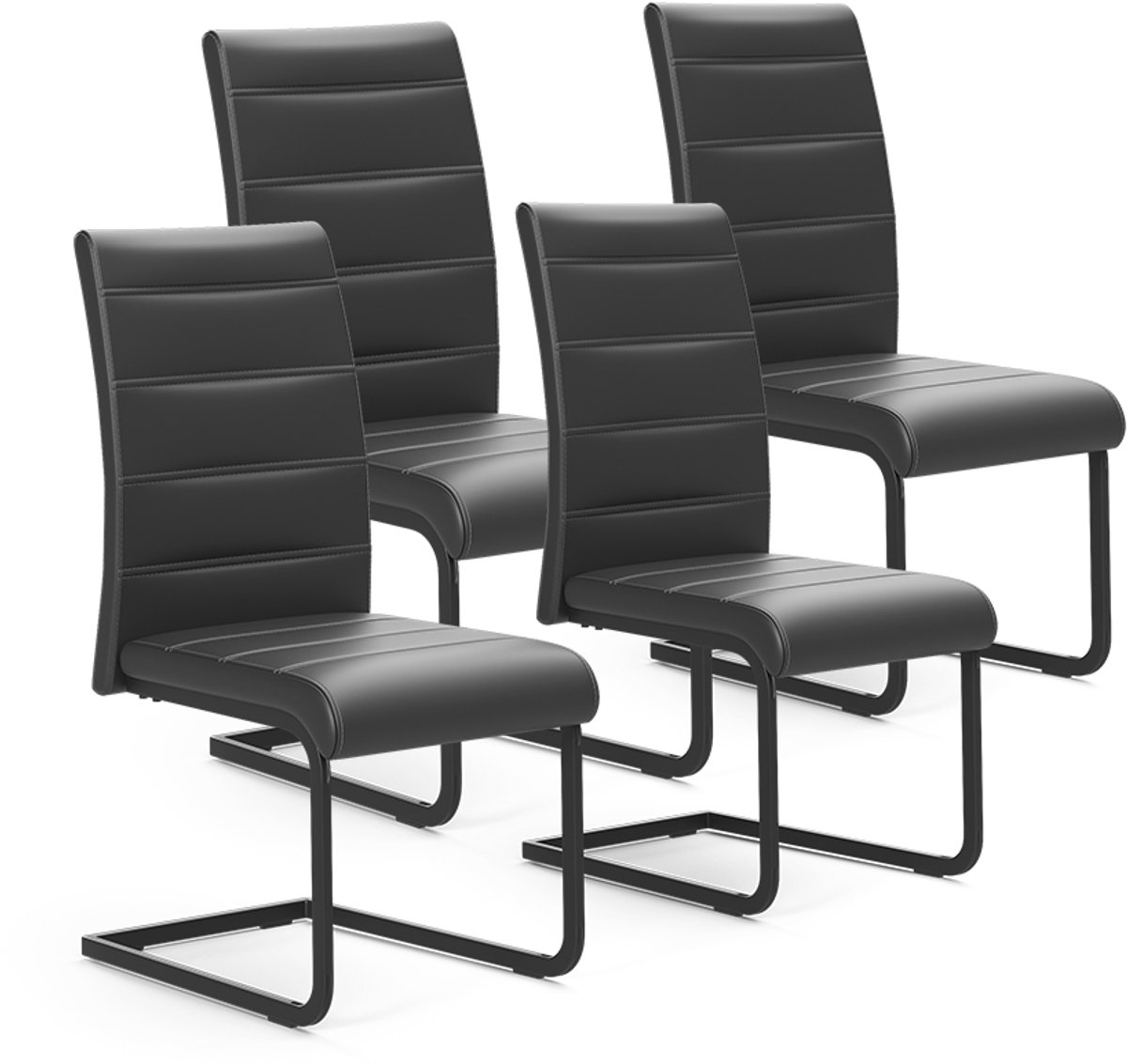 Vicco Sledestoel Salvo, Zwart/Zwart, Set van 4