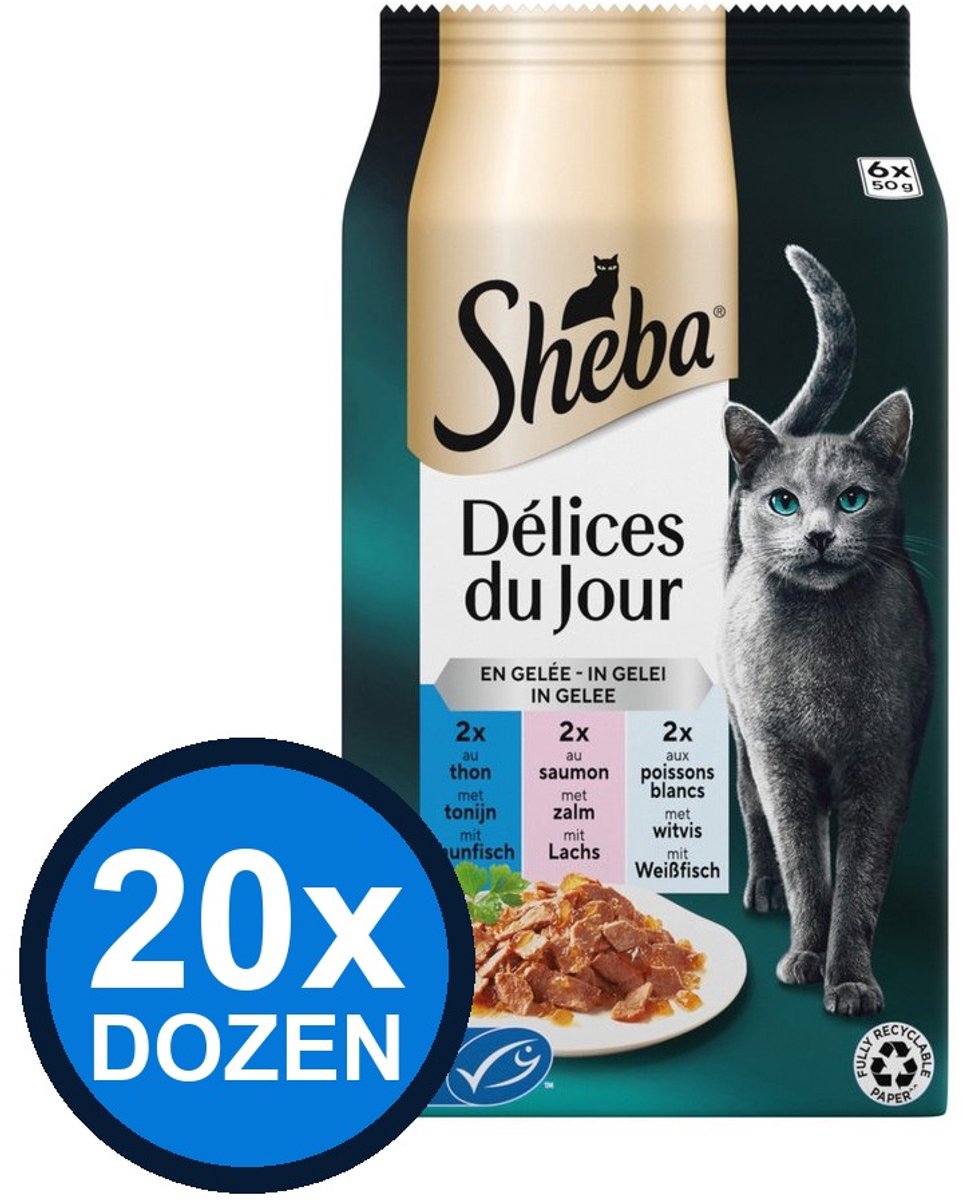 Sheba Sheba - Délices Du Jour Pouch Gelei Vis Sel Multipack (6x50g) - Kattenvoer Natvoer - 300 g