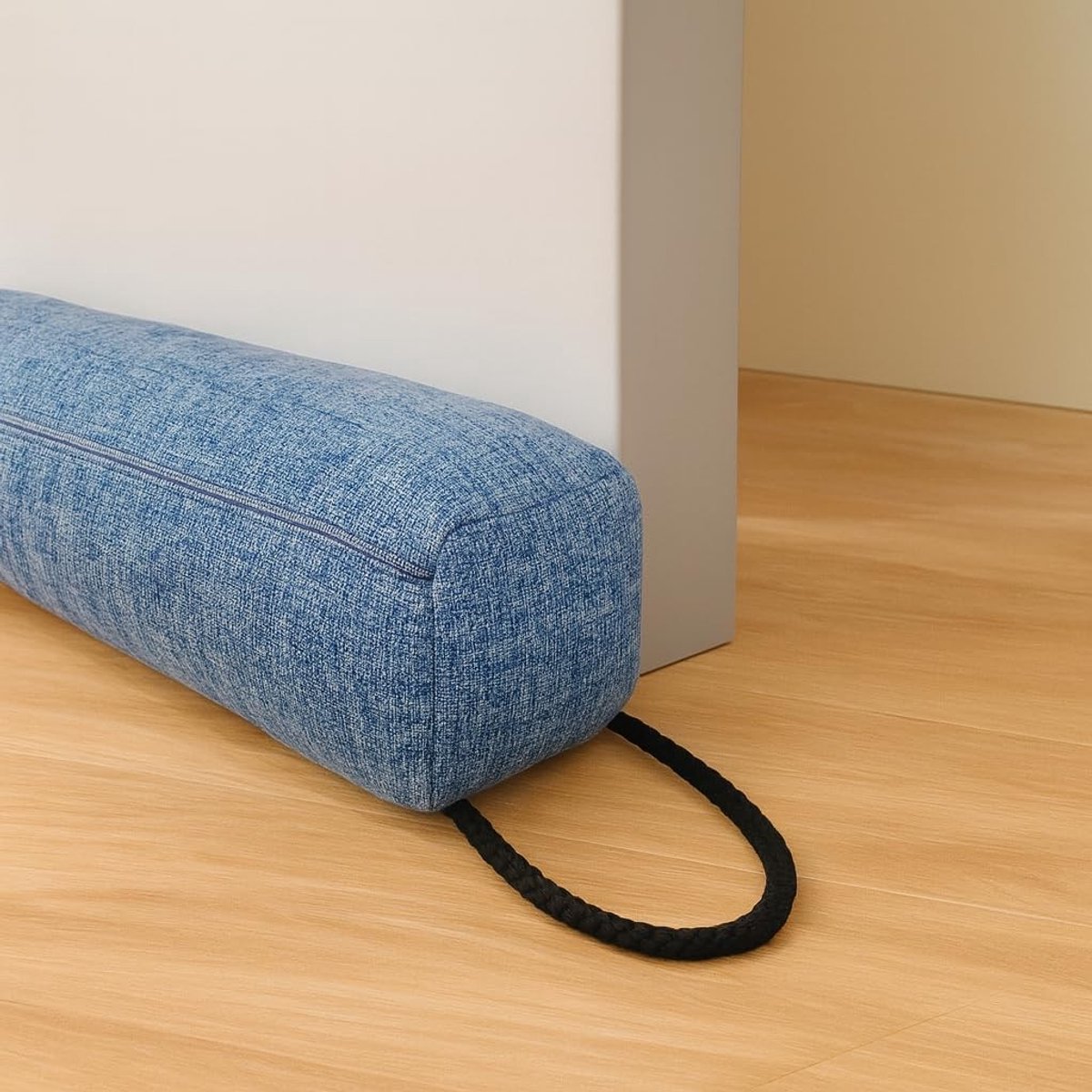 Draai- en tochtstrip voor deuren, winddichte deurstopper met granulaatvulling, isolatie tegen kou en stof voor de voordeur (Grijs Blauw, 92 cm)