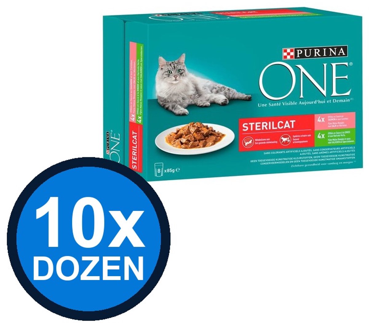 Purina One Purina One - Sterilcat Adult Zalm, Wortels, Kalkoen & Sperziebonen in Saus (8x85g) - Kattenvoer Natvoer - 680 g