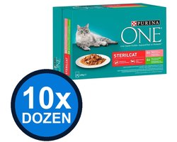 10x Purina One - Sterilcat Adult Zalm, Wortels, Kalkoen & Sperziebonen in Saus (8x85g) - Kattenvoer Natvoer - 680 g