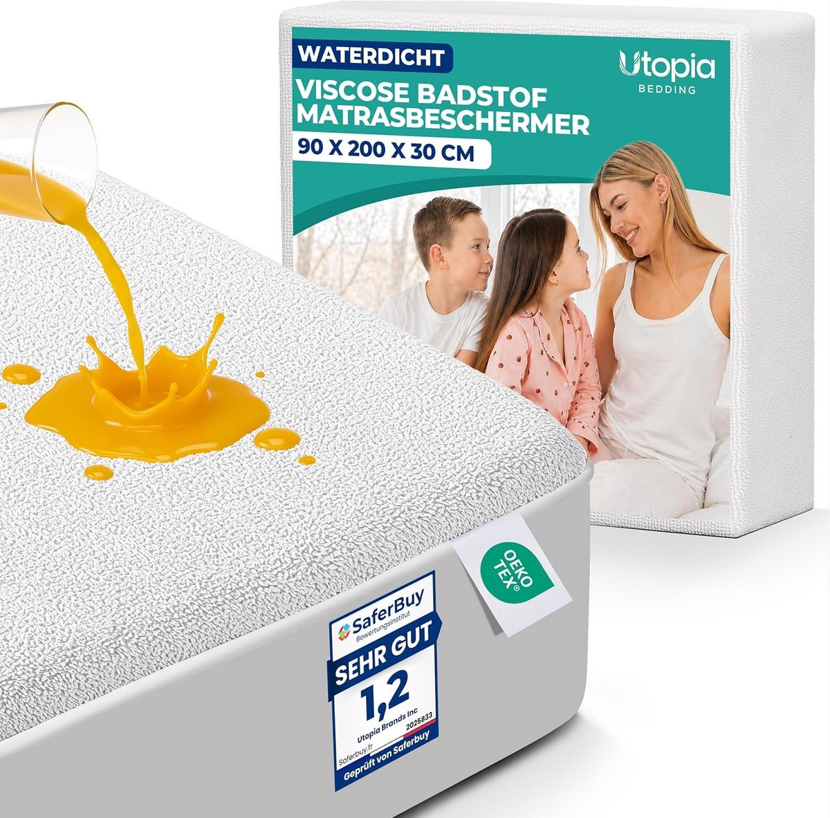 Matrasbeschermer - Viscose - Waterdicht - Ademend - Voor Matras 90 x 200 cm