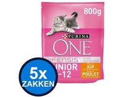 5x Purina One - Junior Kip - Kattenvoer Droogvoer - 800 g