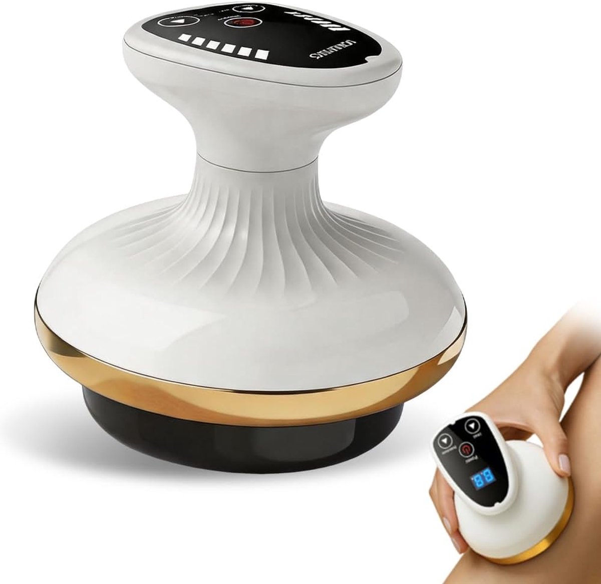 Massageapparaat - Anti-cellulitis apparaat - Huidverbetering - 4-in-1 functies - 17.5 x 12 x 18 cm - Wit goud