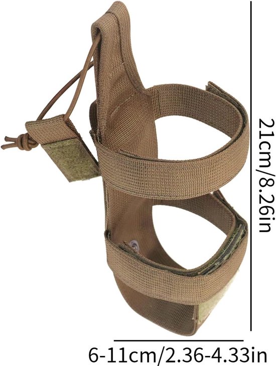 Flessenhouder - Tactische Bidonhouder - Verstelbare Waterfles Tas - Systeem Flessenhouder voor Rugzak en Riem - Duurzaam en Waterdicht Nylon - Outdoor Drinkfles Cover voor Wandelen en Fietsen - Bruin — afbeelding 4