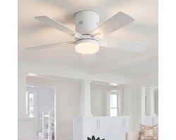 Plafondventilator met Lamp Wit – Stille Ventilator met 6 Snelheden & Afstandsbediening