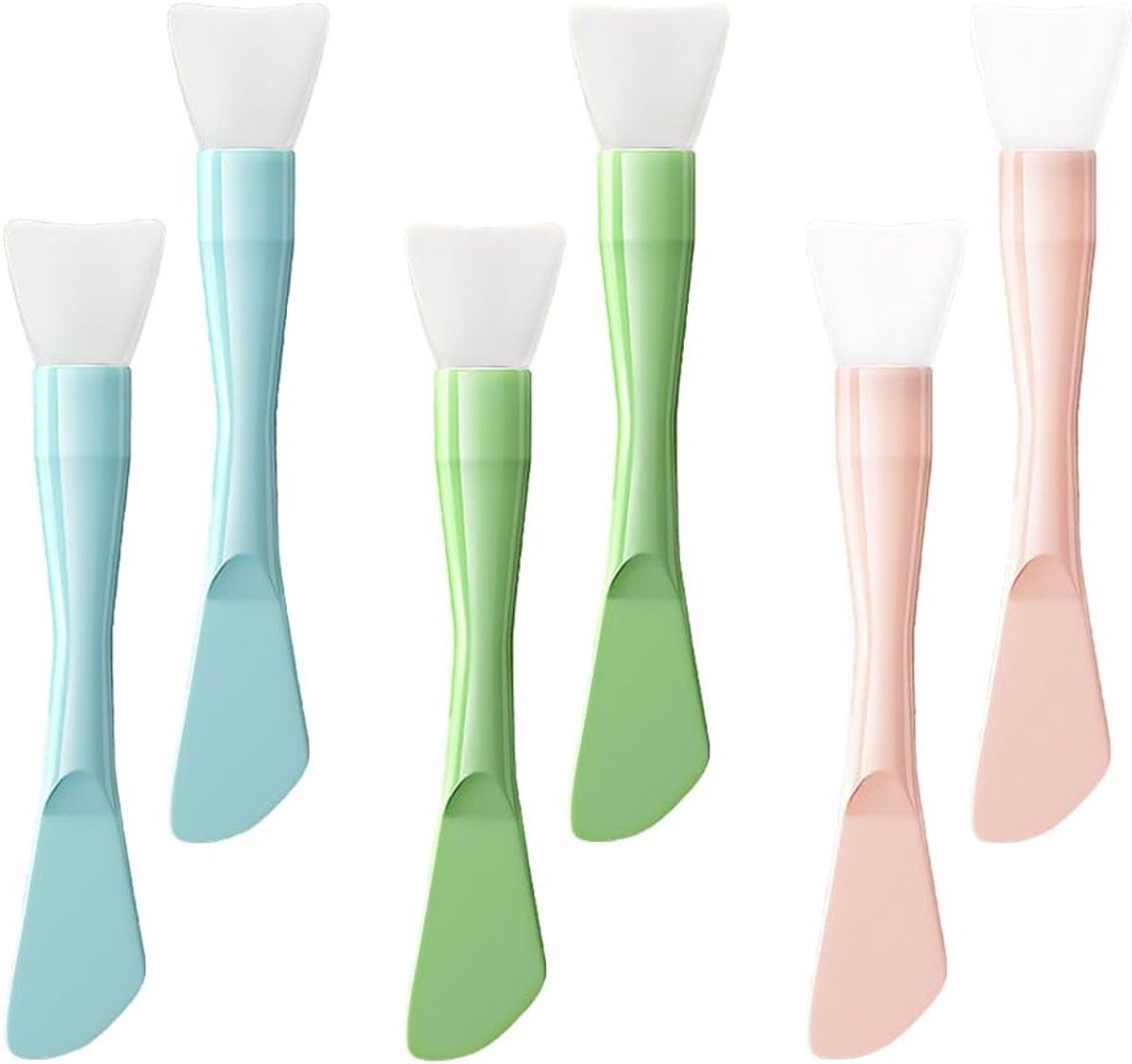 Dubbelzijdige siliconen gezichtsmaskerapplicators - 6 stuks herbruikbare borstels voor thuis en schoonheidssalon, ideaal voor crèmes, lotions en DIY-behandelingen