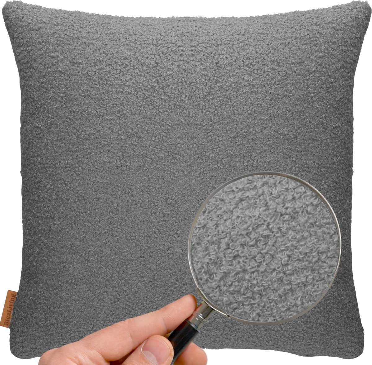 COHOSO Sierkussen Teddy Bouclé Donker Grijs 60x60 cm