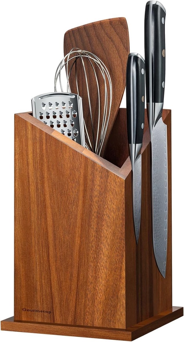 Magnetische Messenhouder - Acaciahout - Sterke N40 Magneten - Multifunctionele Keukengereihouder - Voor Elke Keuken