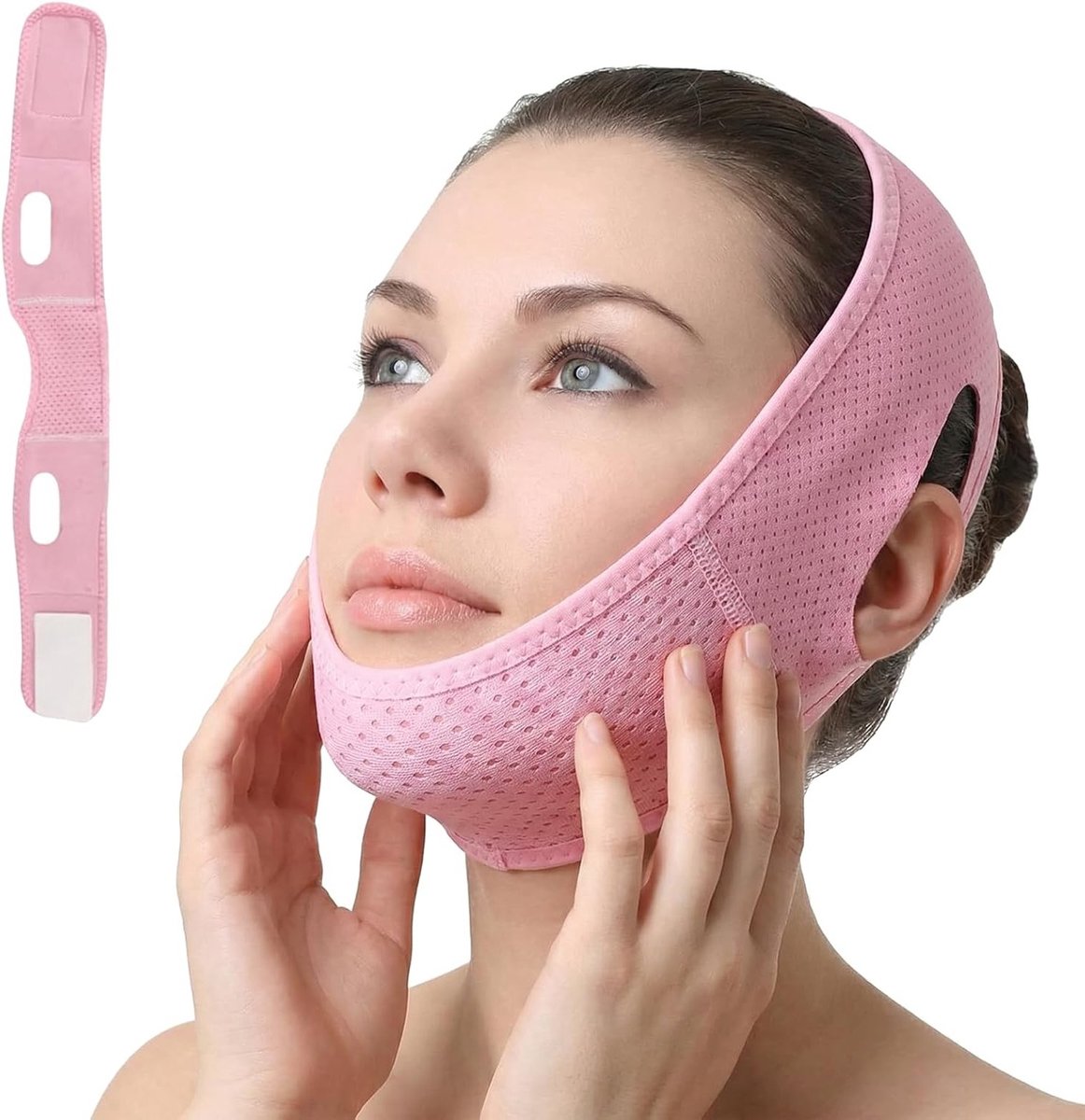 Verstelbare Kinband voor Dubbele Kin, Lifting Masker, Kaaklijn Trainer en Gezichtsmassage voor Slaap en Versteviging