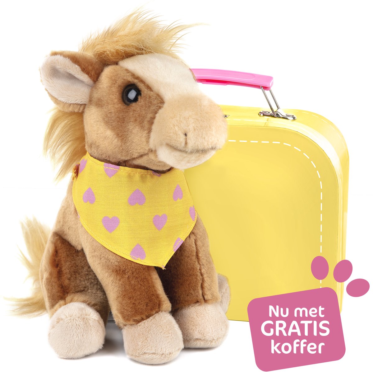 Studio Pets® Knuffel Paard Milly (16 cm) met Bandana en GRATIS Koffer