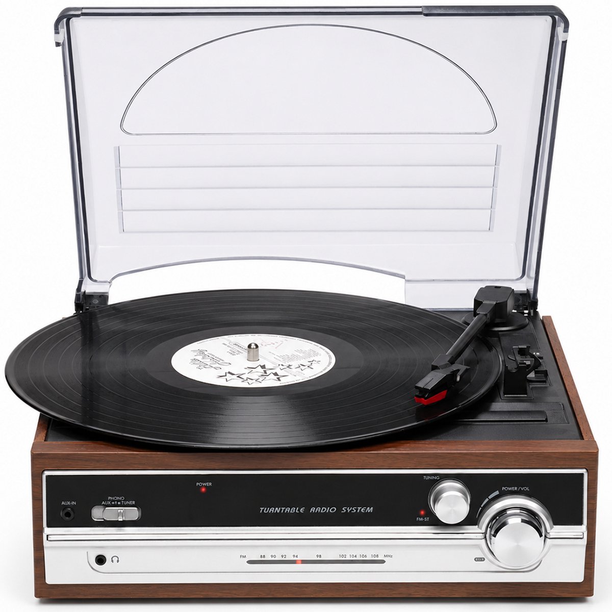 Bol.com Denver Retro platenspeler - Ingebouwde Speakers - FM Radio - Auto-stop Functie - AUX - Phono - VPR190 aanbieding