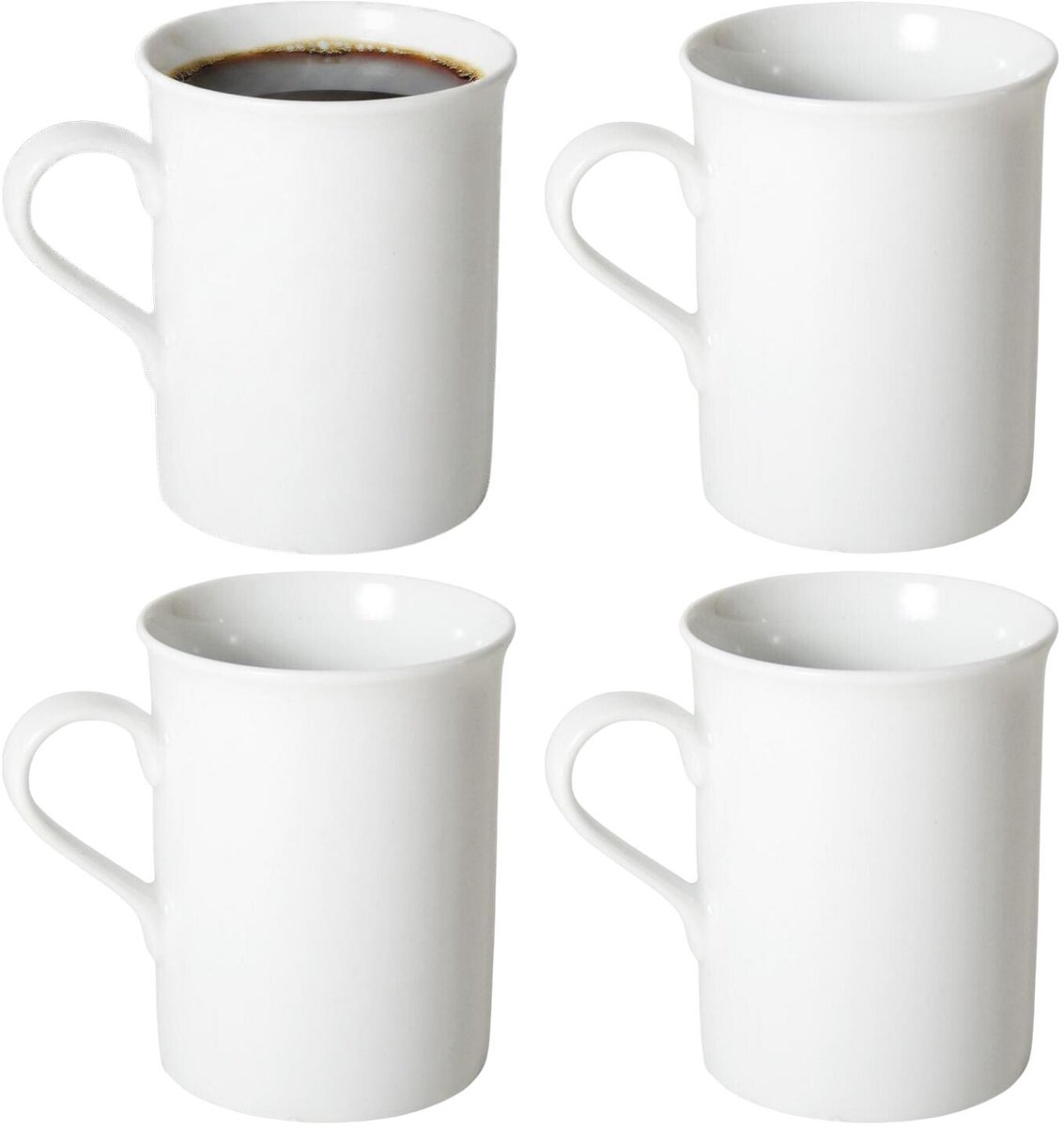 Gerimport Koffie / thee mok Porto - 4x stuks - wit - 290 ml - mokken - keramiek