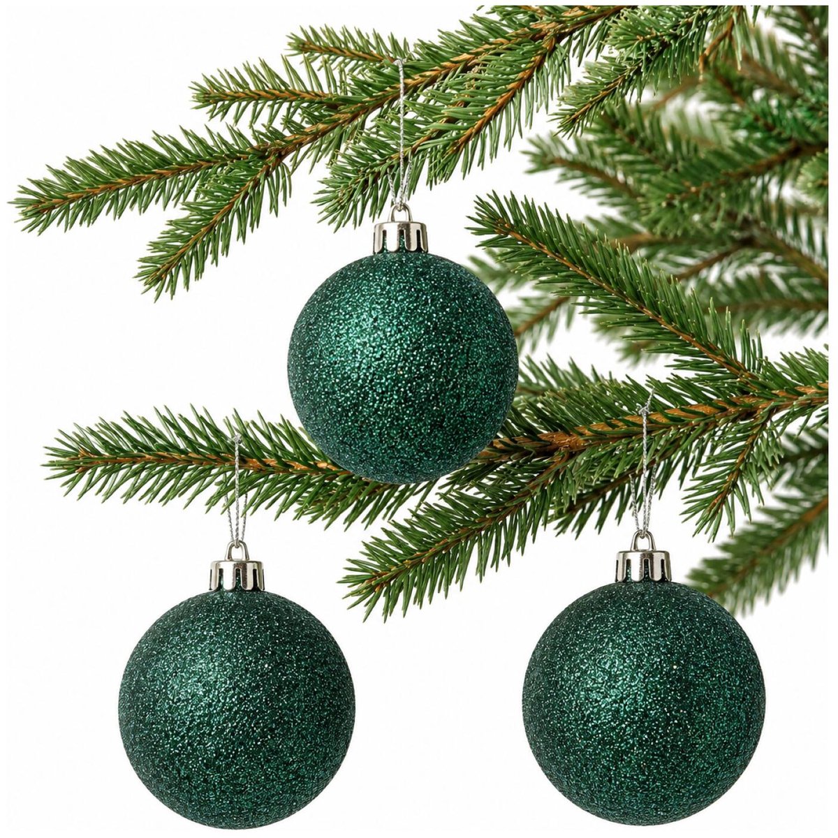 Cosy & Trendy Kerstballen - 12x st - donkergroen - glitters - D6 cm - kunststof - kerstversiering