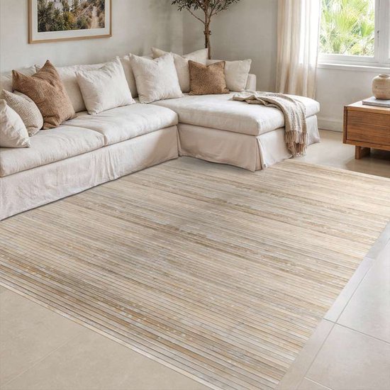 Storesdeco natuurlijke bamboe vloerkleed, antislip – grijs Beige, 60x90cm — afbeelding 4
