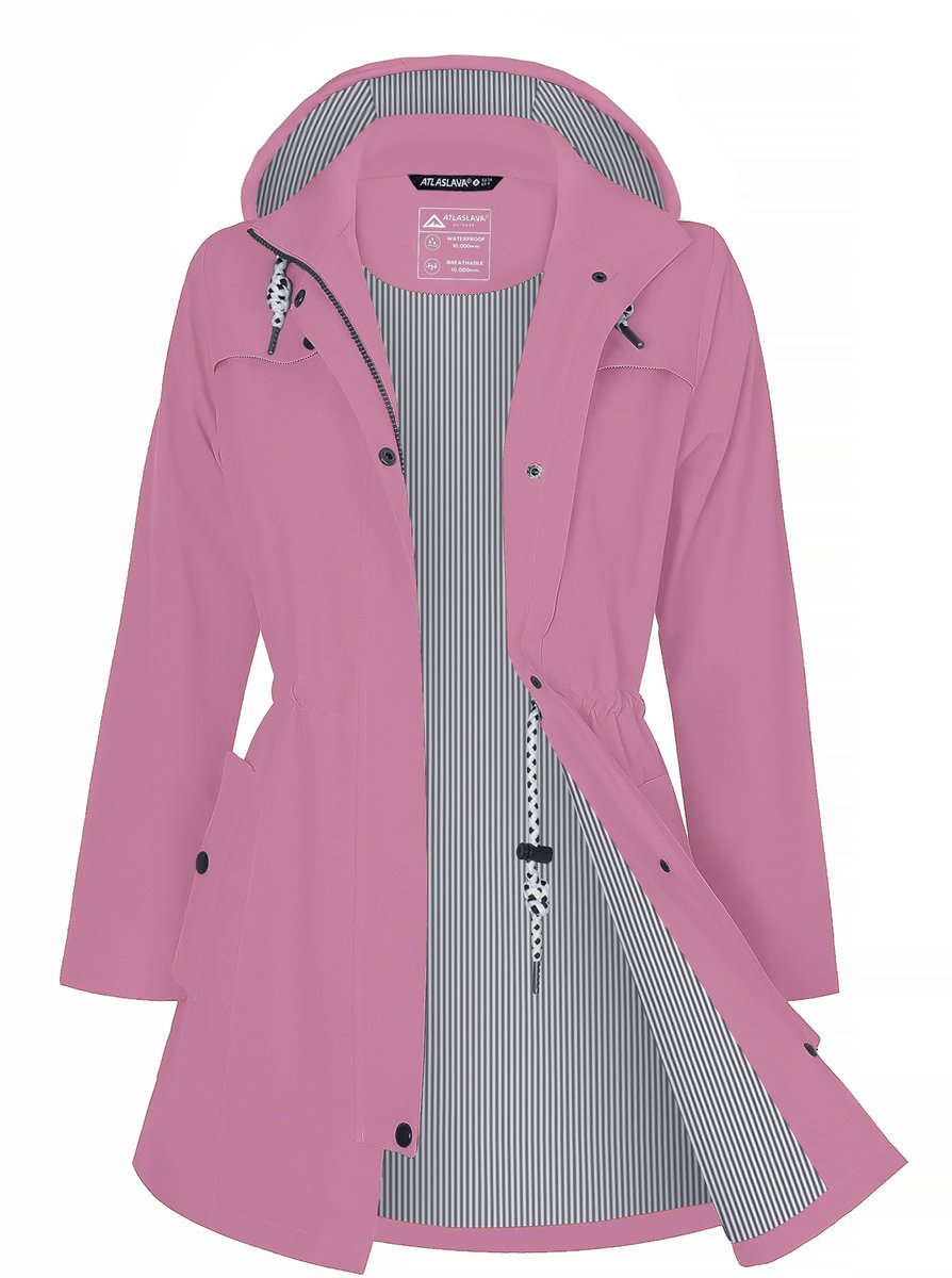 OLOEY Lange regenjas dames | waterdichte, ademende jas met capuchon en comfortabele pasvorm - Maat XXXL