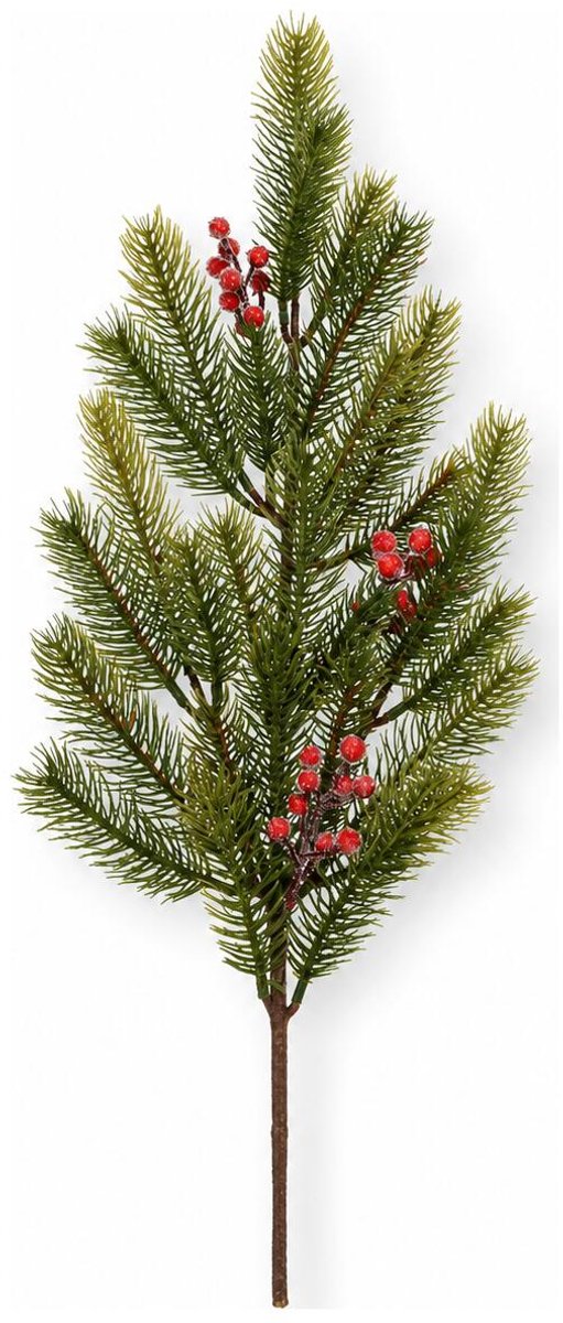 Feeric lights & Christmas Dennentak - groot - groen met bessen - 77 cm - kunststof - decoratief