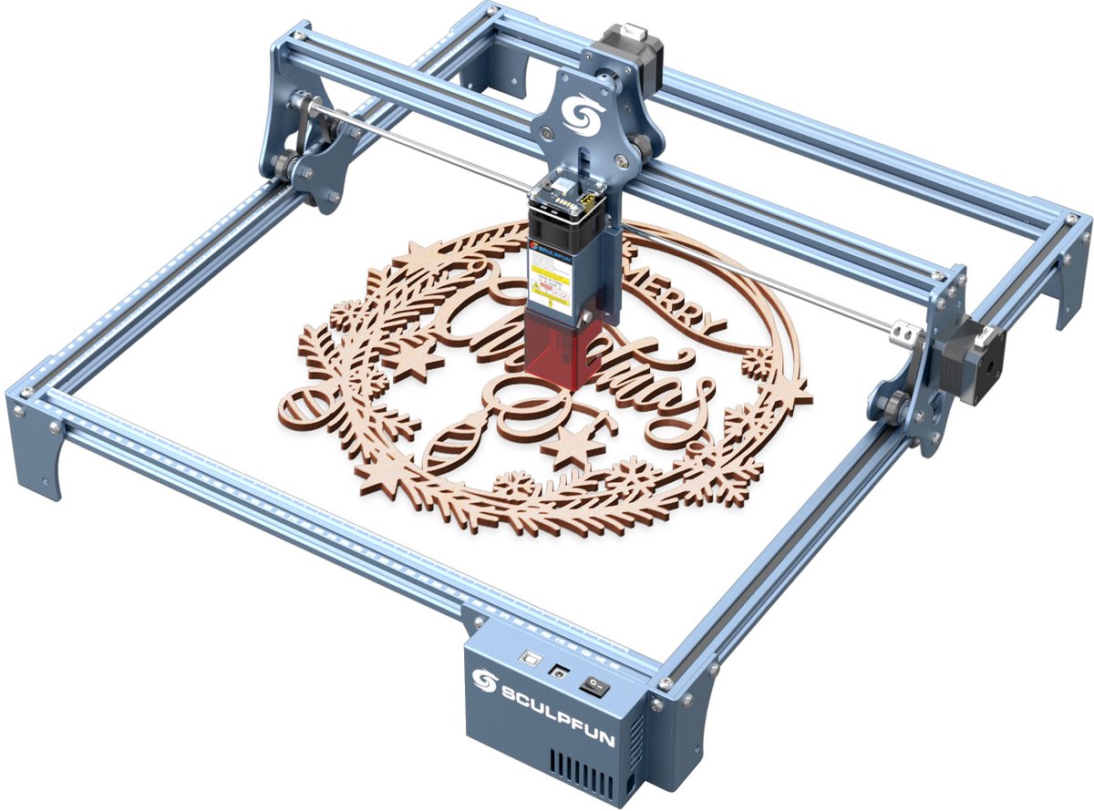 SCULPFUN S9 Pro 10W Lasergraveermachine – 0,06mm Focus – 400x410mm Werkgebied – Snel in elkaar te zetten - Blau