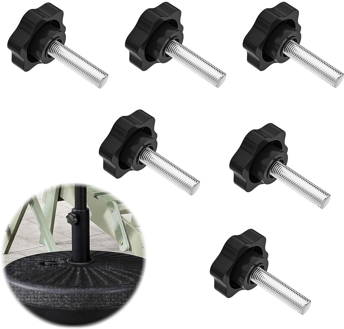 Set van 6 Sterbouten M8 x 25mm met Handgreep voor Klemmen, Mechanische Apparaten en Meubeldecoratie