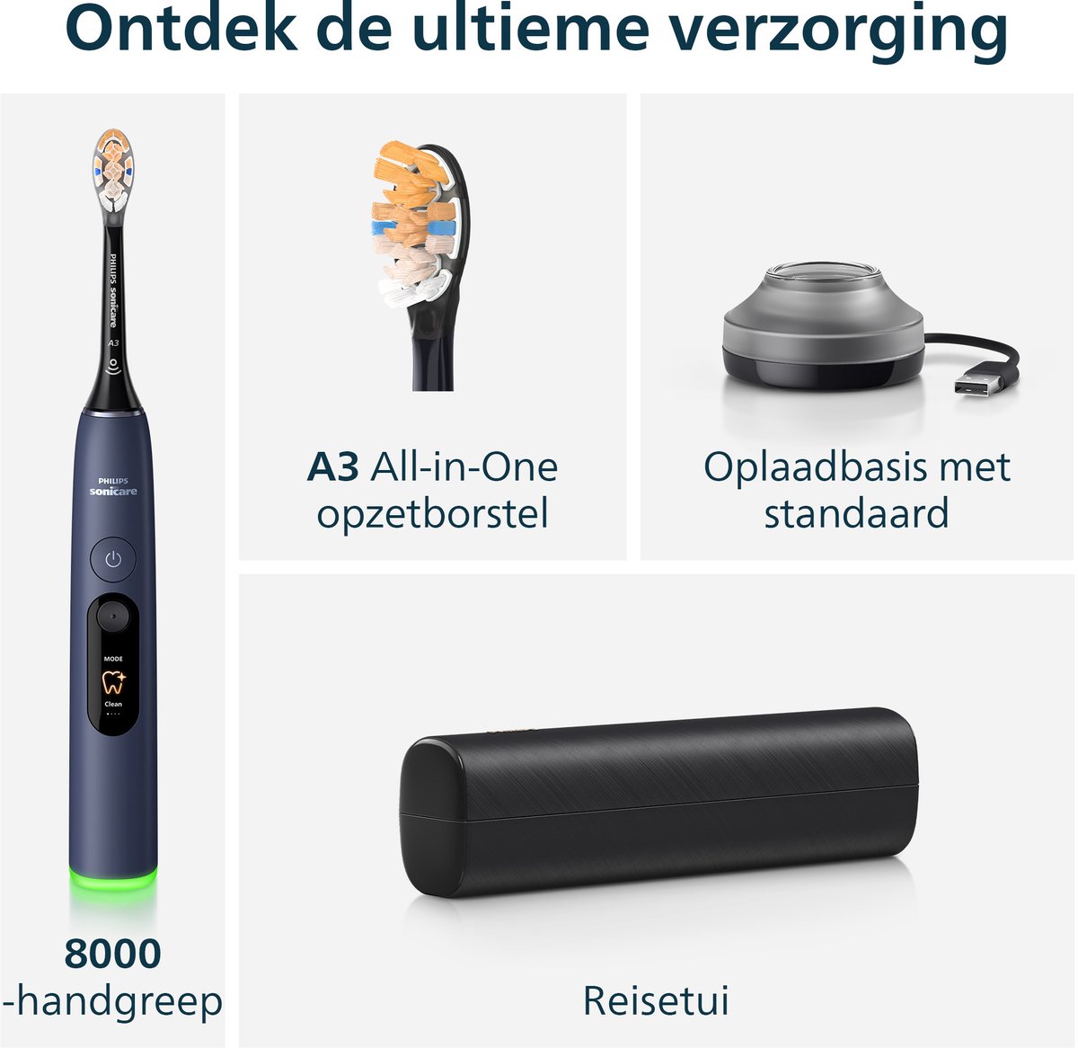 Philips Sonicare Next-Generation DiamondClean 8000 Elektrische Tandenborstel - Slimme Poetsdruksensor, Persoonlijke Coaching, Wittere Tanden & Gezonder Tandvlees - Donkerblauw - HX8311/13 thumbnail 3