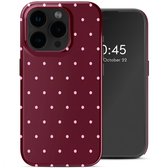 Selencia Hoesje - Geschikt voor Apple iPhone 15 Pro - Backcover - Happy Dots Burgundy