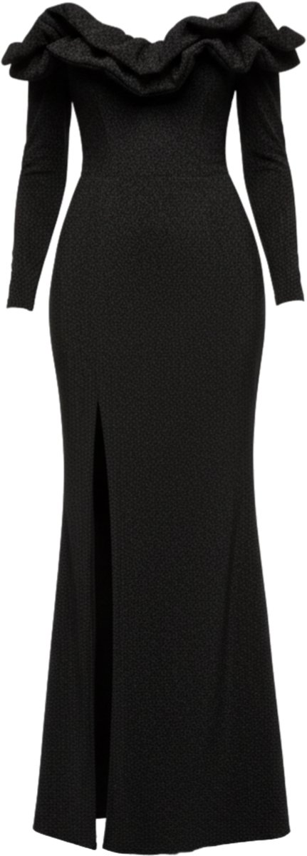 LARICA Jurk - polyester - lange mouw - rits Zwart S