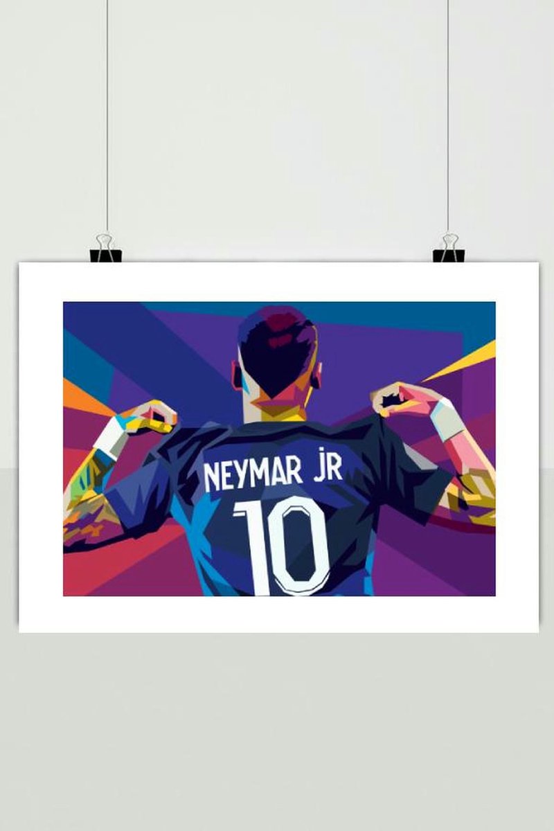 Neymar Jr Poster - Neymar - Neymar da Silva Santos Júnior - Voetbal - PSG - Paris Saint Germain - Pop - Wanddecoratie - posters - formaat 70x50cm - BS859 - Met Witte Rand - passe-partouts stijl